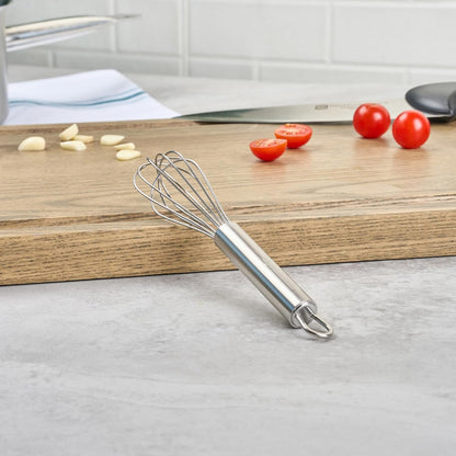 Restaurantware 10.5 in Stainless Steel Ball Whisk - German Standard Egg Beater with Ergonomic Handle, Dishwasher Safe - Manual Mixer Cooking Whisk for Baking, Stirring, Sauces, Beating