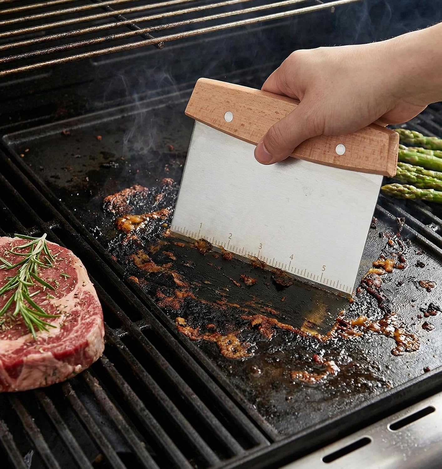 Bench Scraper Stainless Steel, Heavy Duty Bench Scrapper Kitchen & Dough Scraper Cutter, 8 Inch Multi-Purpose Kitchen Tool for Baking, Bread, Pizza and Counter Cleaning