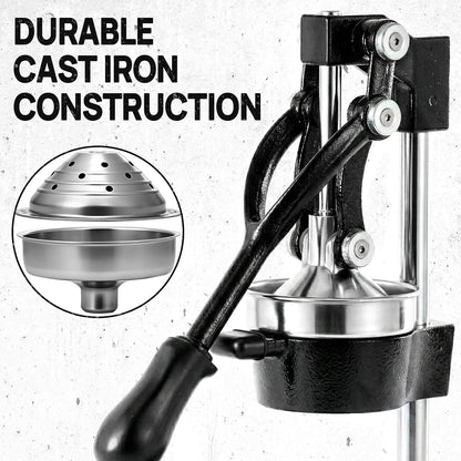Kitchen Cast Iron Citrus Juicer,Manual Hand Press Orange Juicer,Heavy Duty Countertop Squeezer for Lemon,Orange, Easy to Use & Clean（Black)