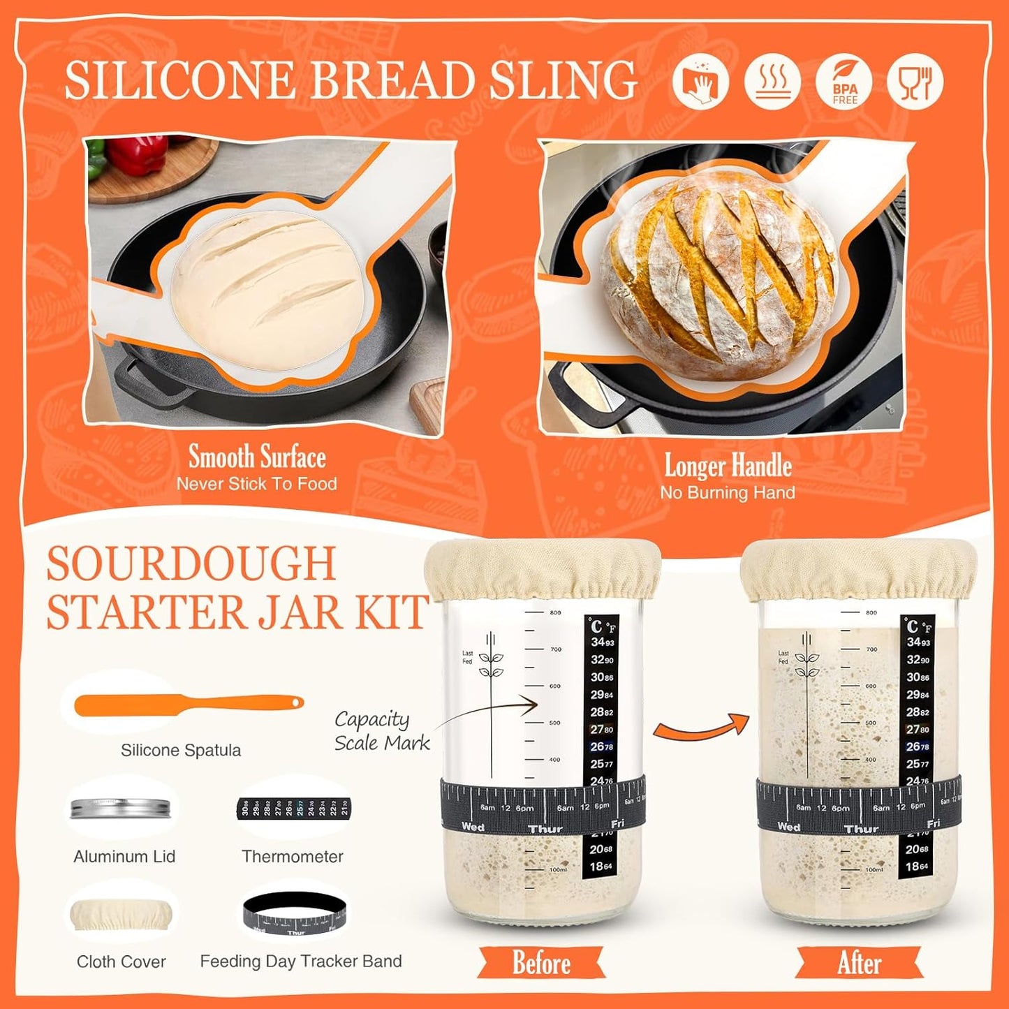 Sourdough Starter Kit, Sourdough Bread Baking Supplies, Sour Dough Starter Kits, Sourdough Tools for Modern Home And Kitchen, Sour Dough Tools, Bread Making Tools Kit, Gifts for Bakers Women Wife Mom