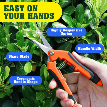 EWPJDK 4 Pack Garden Pruning Shears, Stainless Steel Garden Shears, Gardening Shears, Garden Scissors, Clippers, Pruning Snips, Pruning Shears for Gardening Tools (4PCS Yellow Orange Green)
