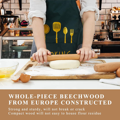 Bamber Wood Rolling Pin for Baking Wooden Rolling Dowel Stick Dough Roller for Cookie Dumpling Pastry Pizza Tortilla, 15'' by 1.5''
