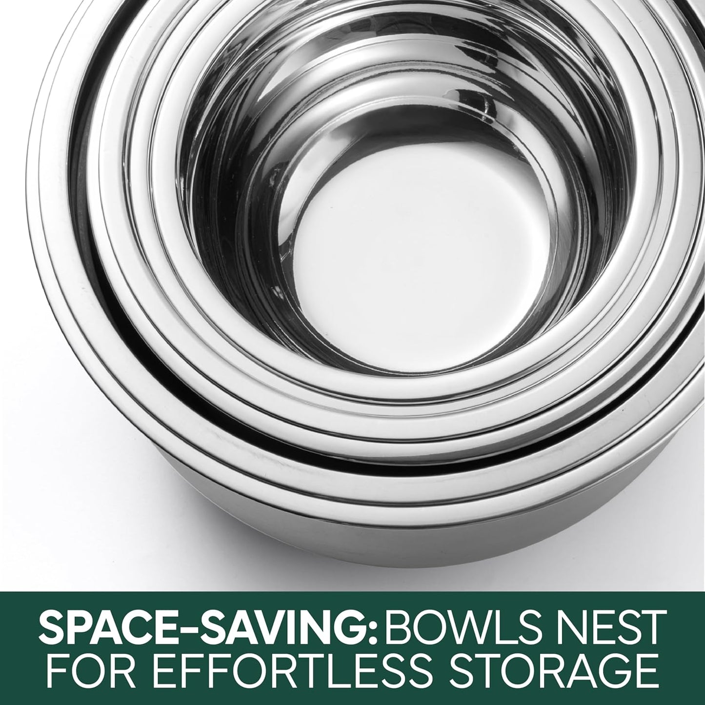COOK WITH COLOR Stainless Steel Mixing Bowls Set with Lids - Nesting Bowls with Non-Slip Bottom, Silver, 14 Pieces