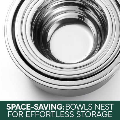 COOK WITH COLOR Stainless Steel Mixing Bowls Set with Lids - Nesting Bowls with Non-Slip Bottom, Silver, 14 Pieces