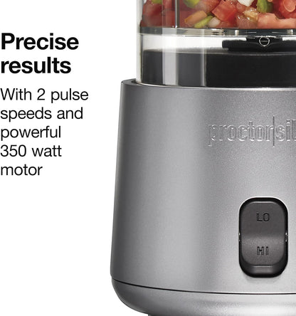 Proctor Silex Durable Electric Vegetable Chopper & Mini Food Processor for Chopping, Puree & Emulsify, 1.5 Cup, White
