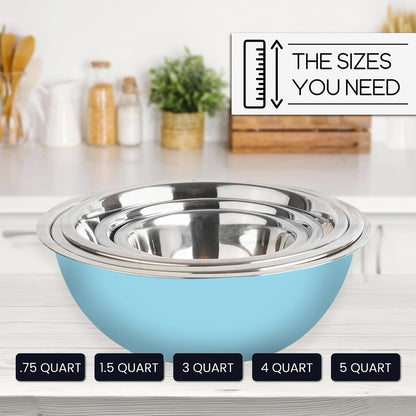 WHYSKO Meal Prep Stainless Steel Mixing Bowl (5-Piece Set) Home, Refrigerator, and Kitchen Food Storage Organizers | Ecofriendly, Heavy Duty, No Lids