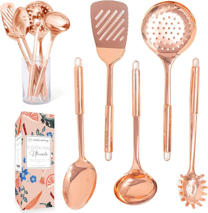 Gold Cooking Utensils with Measuring Cups and Spoons Set - 13-Piece Luxury Gold Kitchen Accessories Includes Metal Measuring Cups and Spoons for Baking, Cooking, and Elegant Kitchen Decor