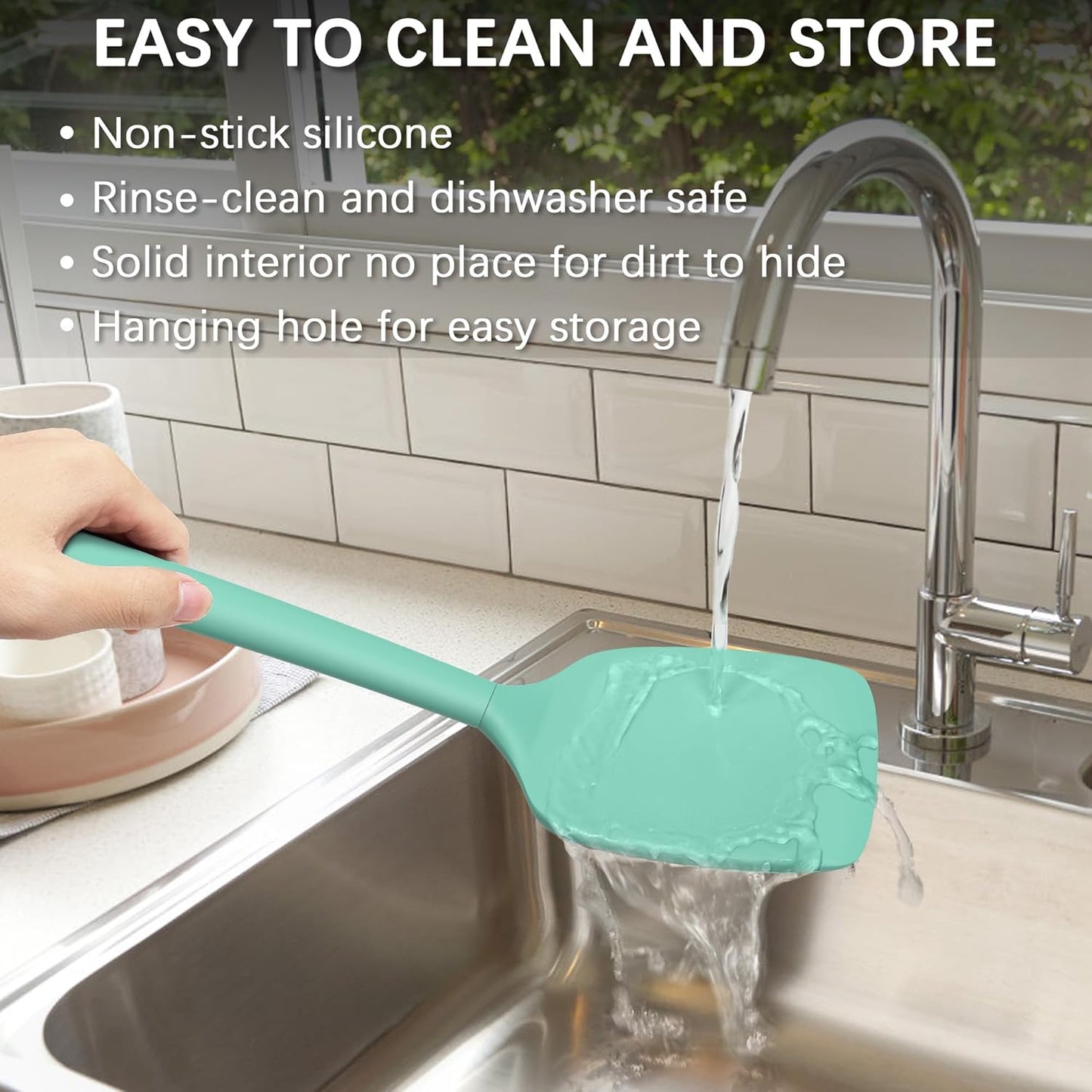 Coukre 2 Pack Silicone Spatula Set, High Heat Resistant, BPA Free Kitchen Spatula, Solid & Slotted Turner for Non-Stick Pans, Sautéing, and Flipping (2, PureBlack)