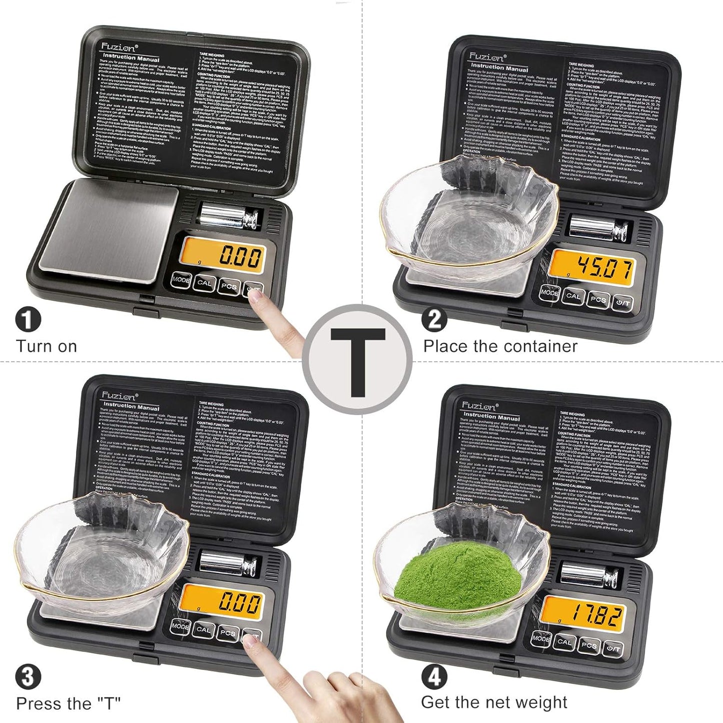 Fuzion Digital Pocket Scale, 500g x 0.01g Gram Scale, Mini Scale 6 Units Jewelry Scale with LCD Display, Tare Function for Food, Jewelry, Coin, Coffee