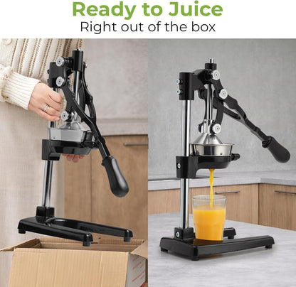 Zulay Kitchen Cast Iron Juicer - Heavy Duty Manual Juicer with Detachable Strainers for Easy Cleaning, Orange Juice Press for Citrus Fruits, Perfect for Bartenders, Juice Lovers & Health Enthusiasts