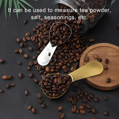 2 Piece Tablespoon Scoop 2 Tbsp Scoop Coffee Tablespoon Measuring Spoon (1 Tbsp, 2tbsp) Stainless Steel Coffee Measuring Scoops for Jars Tea Sugar (Silver, Gold)