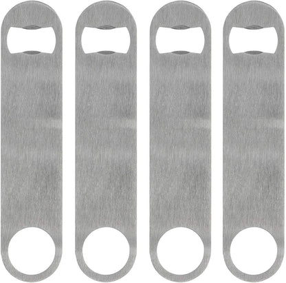 KISEER Heavy Duty Stainless Steel Flat Bottle Opener, 6 Pack Beer Bottle Opener for Kitchen, Bar or Restaurant