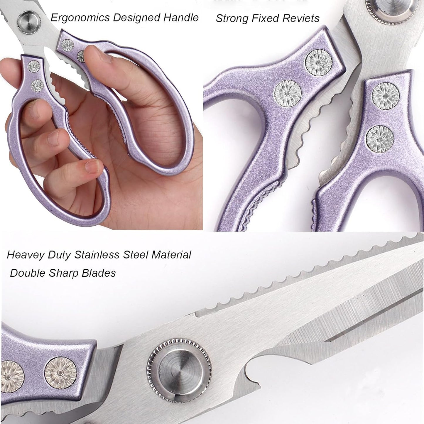 Kitchen Scissors Heavy Duty Stainless Steel Kitchen Shears Sharp Food Cooking Dishwasher Safe Scissors for Meat Chicken Poultry Fish Meat Herbs