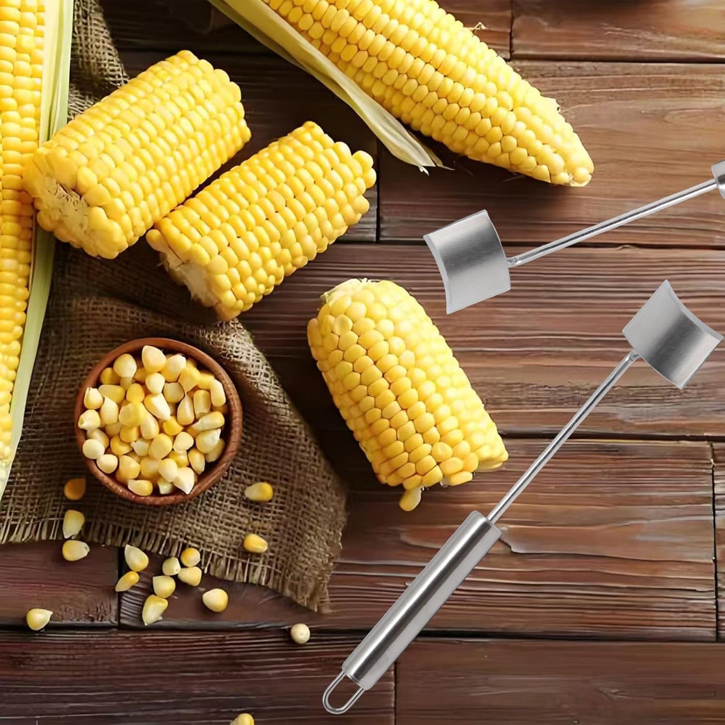 26cm/10.24inch Silver Stainless Steel Corn Cutter With Hanging Hole, Corn Stripping Tool to Cut off the Cob for Kitchen Use, Peeler Corns On the Cob Kitchen Gadgets
