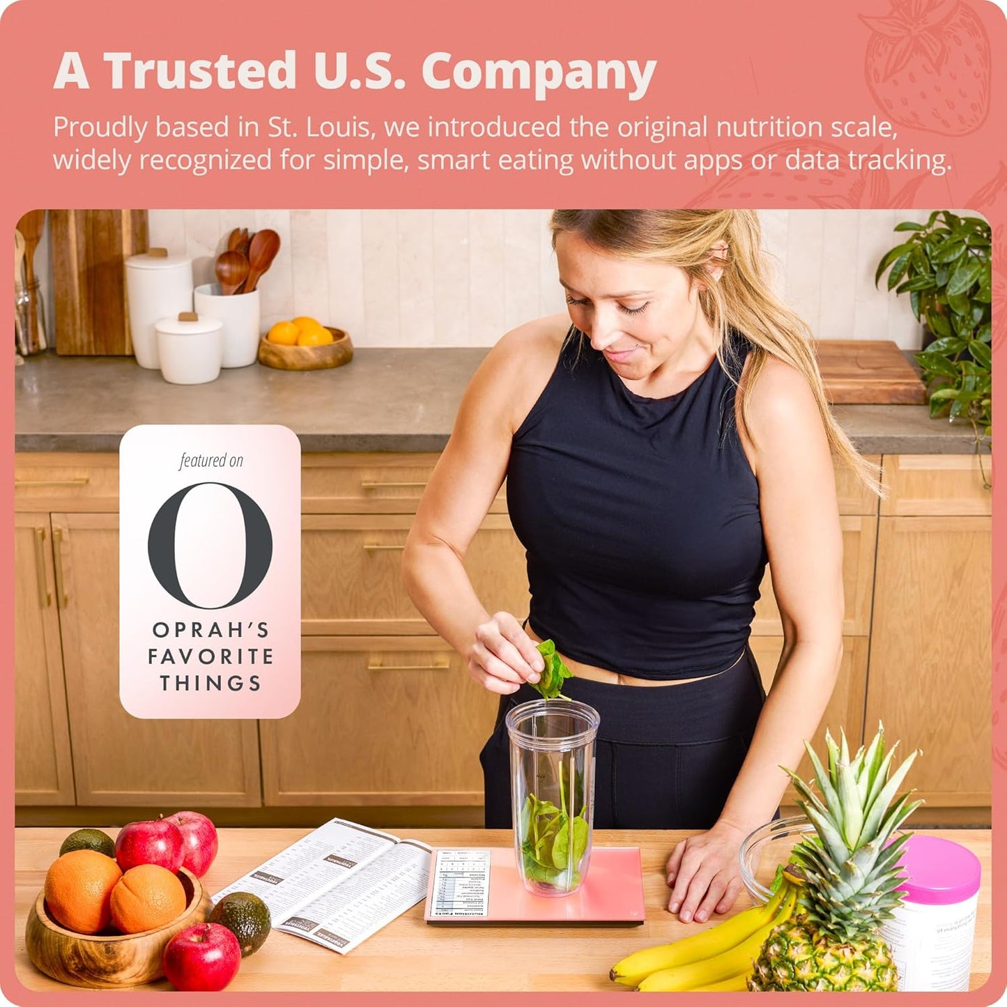 Greater Goods Digital Nutrition Scale – Accurate Macro and Calorie Tracking for Meal Prep, Weight Loss, and Healthy Eating | 2,000 Built-in Foods, Intuitive Nutrition Label Display, 11lb Cap, Pink
