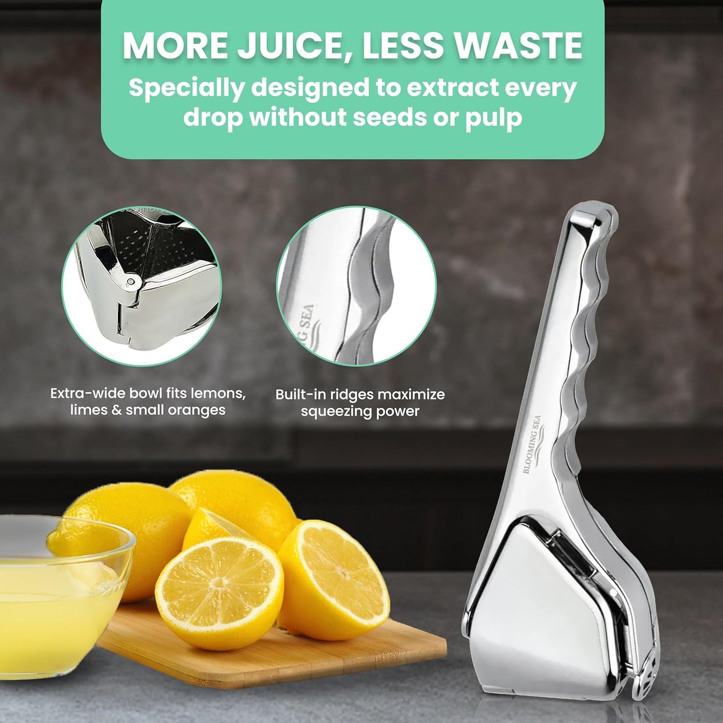 Lemon Squeezer - Compact & Heavy-Duty Citrus Press Juicer with Ergonomic Handle & Built-in Filter, Premium Quality Manual Squeezer for Lime & Lemons.