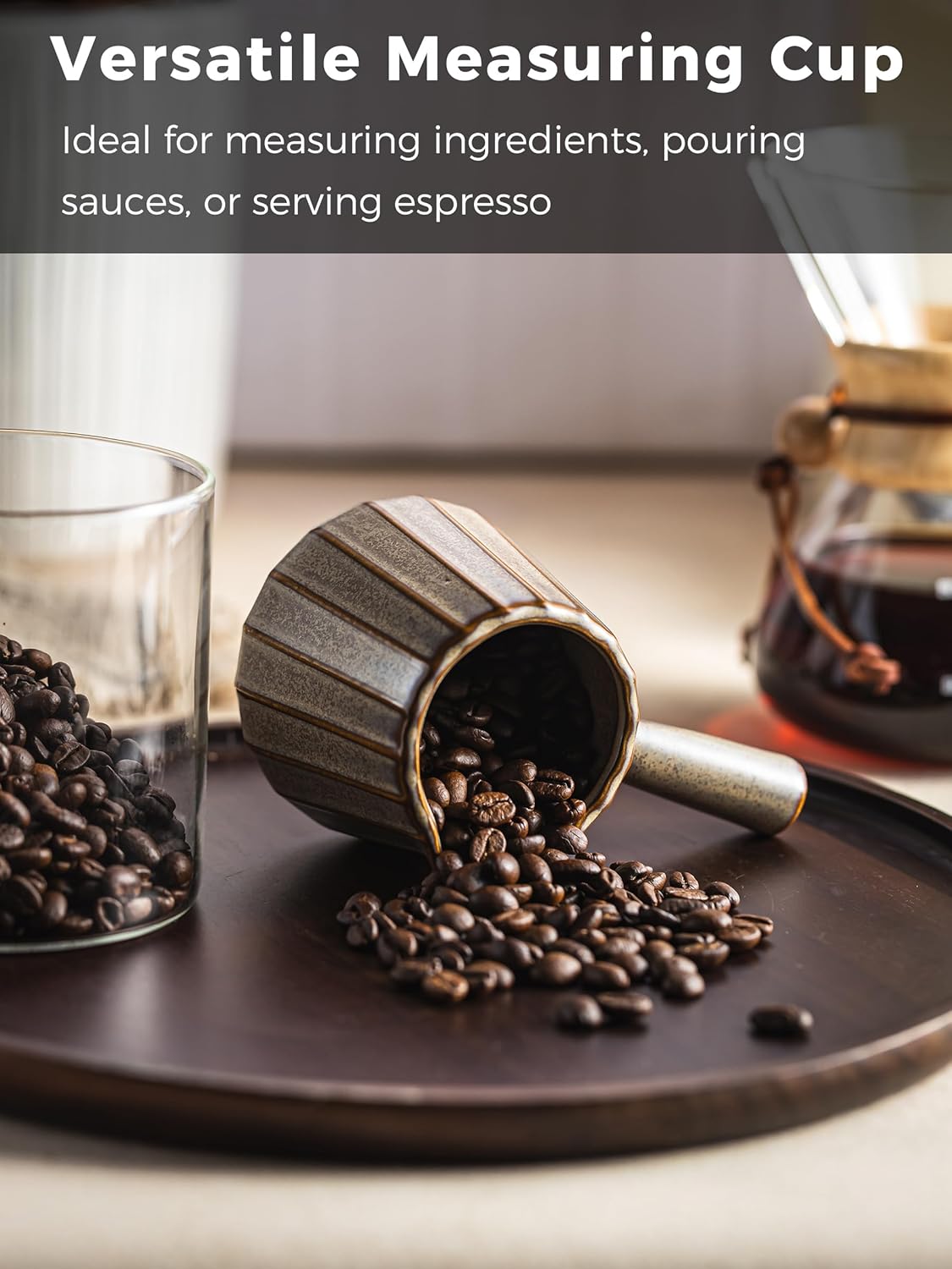 Espresso Cups Ceramic, 200ML Espresso Measuring Cup with Handle, Expresso Shots Cups with Scale, Espresso Accessories, White