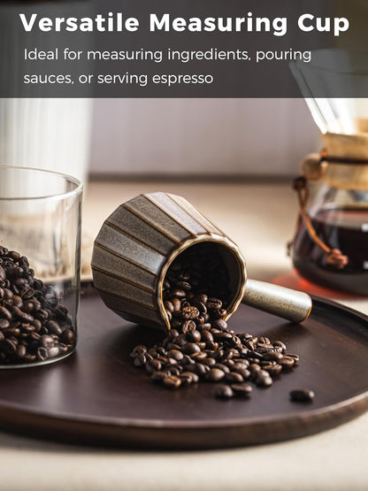 Espresso Cups Ceramic, 200ML Espresso Measuring Cup with Handle, Expresso Shots Cups with Scale, Espresso Accessories, White
