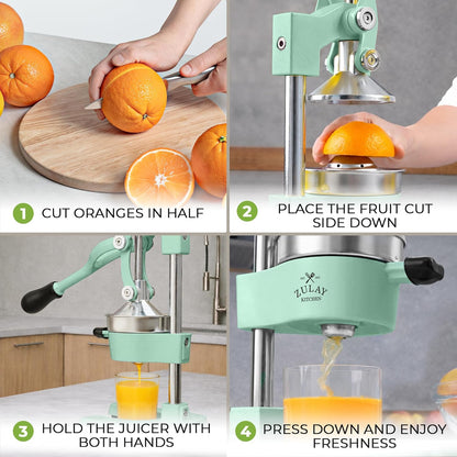 Zulay Kitchen Cast Iron Juicer - Heavy Duty Manual Juicer with Detachable Strainers for Easy Cleaning, Orange Juice Press for Citrus Fruits, Perfect for Bartenders, Juice Lovers & Health Enthusiasts