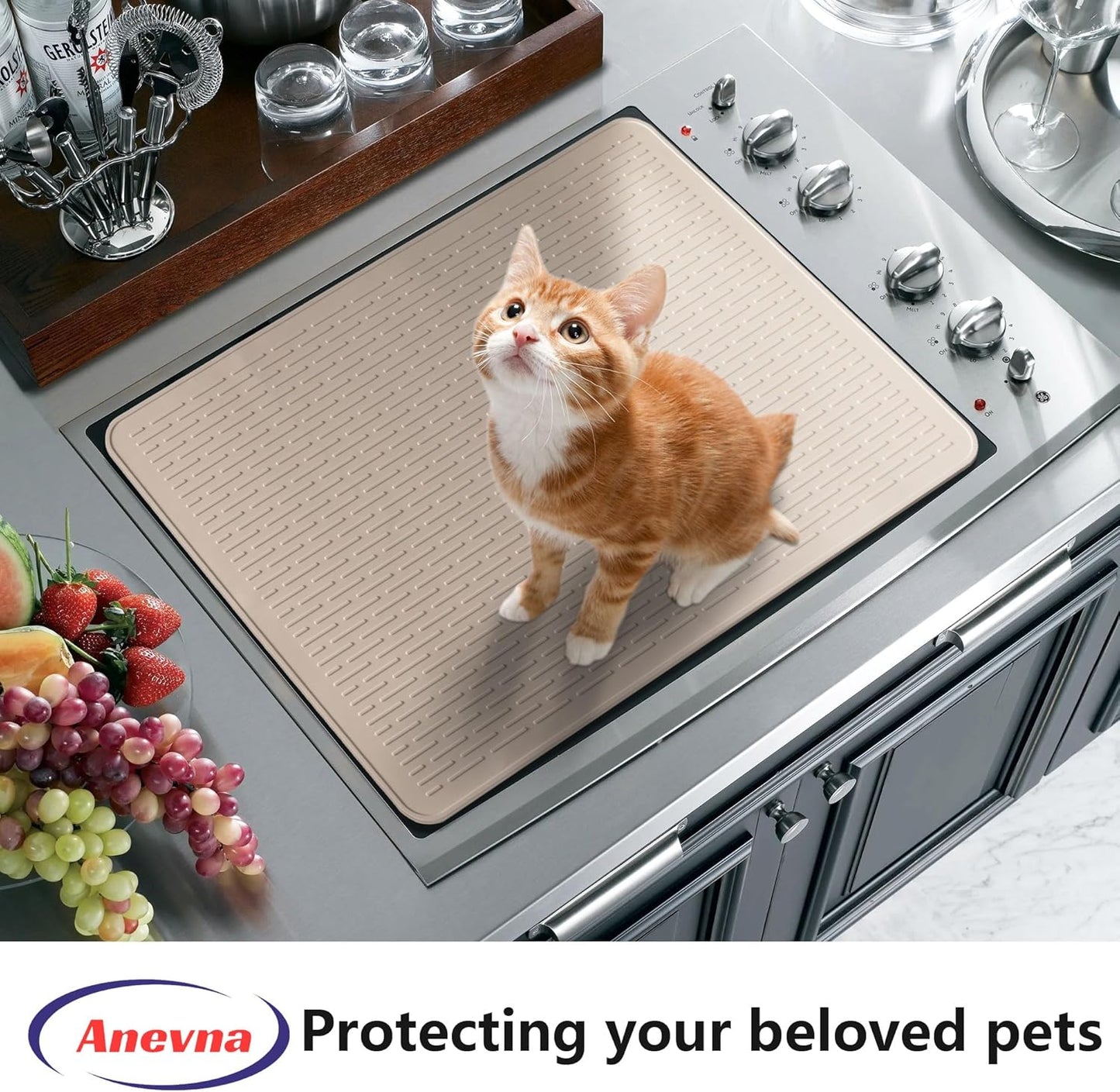 Stove Top Cover for Electric Stove- Range Covers for Electric Stove,Silicone XXL Dish Drying Mat, Glass Cooktop Covers, Flat RV Range top Mats (Black, 28"x20")