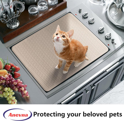 Stove Top Cover for Electric Stove- Range Covers for Electric Stove,Silicone XXL Dish Drying Mat, Glass Cooktop Covers, Flat RV Range top Mats (Black, 28"x20")