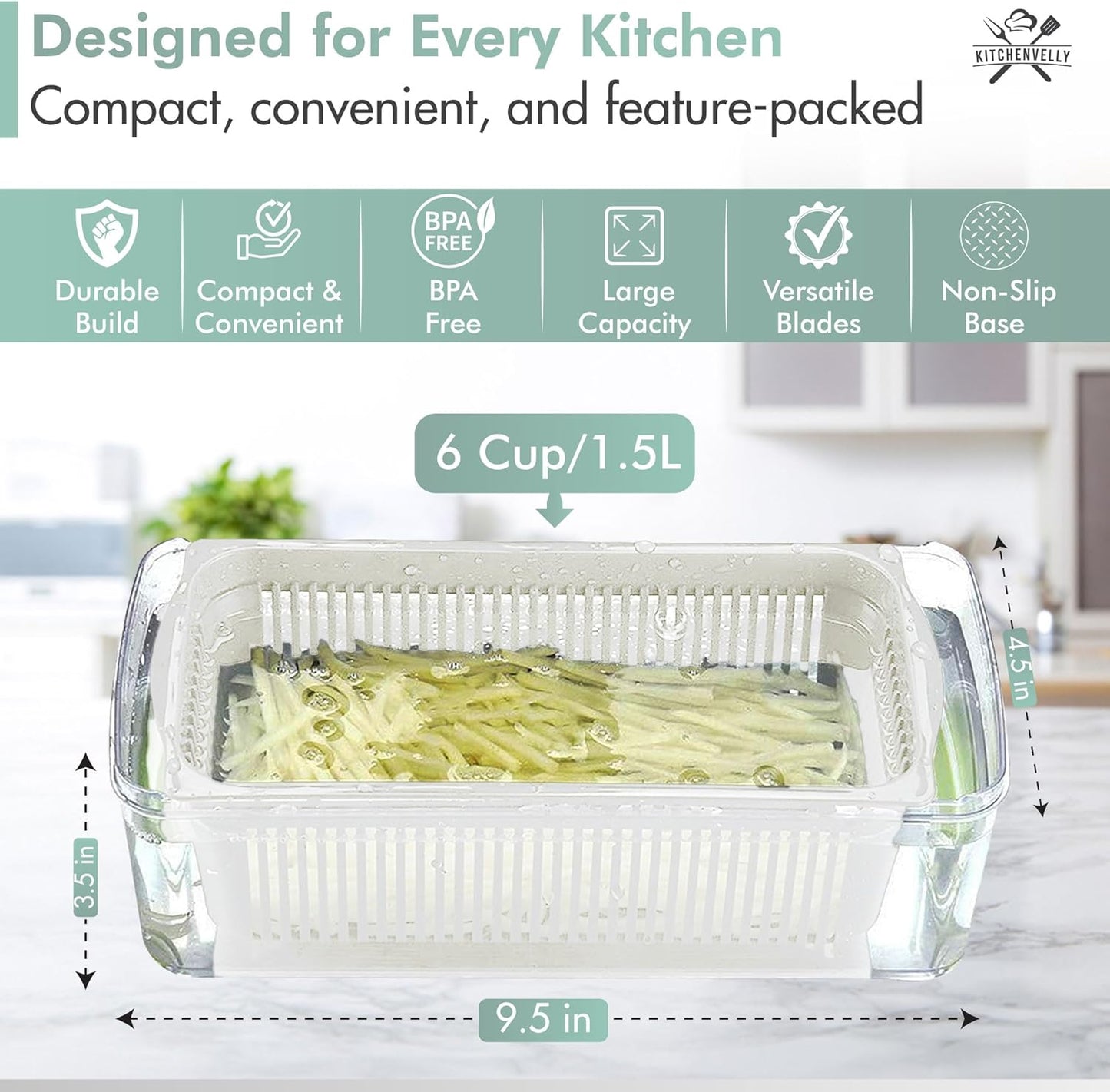 Vegetable Chopper 16 in 1 with Container, Veggie Chopper Food Chopper and Dicer, Onion Chopper Vegetable Cutter with 8 Stainless Steel Blades, Easy Meal Prep Kitchen Tool, Green