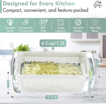 Vegetable Chopper 16 in 1 with Container, Veggie Chopper Food Chopper and Dicer, Onion Chopper Vegetable Cutter with 8 Stainless Steel Blades, Easy Meal Prep Kitchen Tool, Green