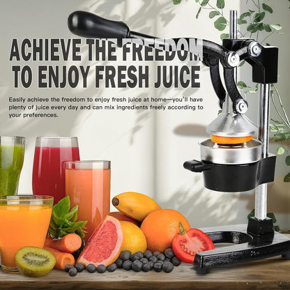 Cast Iron Juicer Hand Press – Heavy Duty Manual Citrus Juicer, Professional Orange Press, Stainless Steel Lemon Squeezer & Lime Juice Extractor (gray)