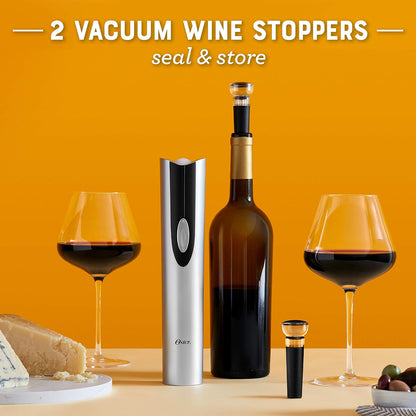 Oster Cordless Electric Wine Bottle Opener with Foil Cutter, Silver
