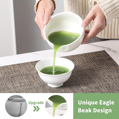Matcha Whisk Set, 5 Pcs Ceramic Matcha Set, Matcha Kit Set Includes Matcha Bowl, Matcha Whisk and Holder, Bamboo Scoop and Sifter, Matcha Tea Set, Ideal Gift for Family/Friend (Pink)