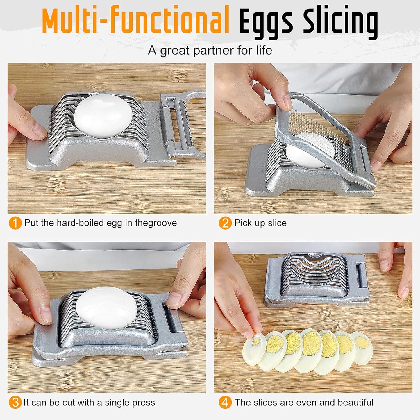 Egg Slicer for Hard Boiled Eggs, Stainless Steel Wire, Multipurpose Heavy Duty Aluminium Egg Cutter for Egg, Salads, Sandwiches, Strawberries, Mushrooms, Soft Cheese, Red