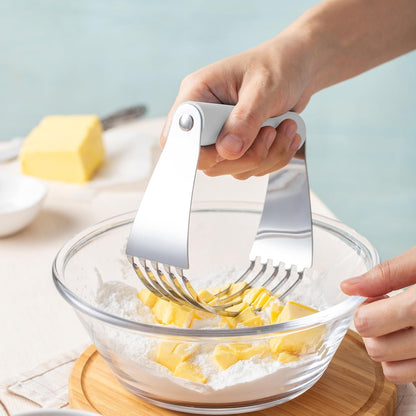 Spring Chef Dough Blender, Top Professional Pastry Cutter with Heavy Duty Stainless Steel Blades, Medium Size, Black