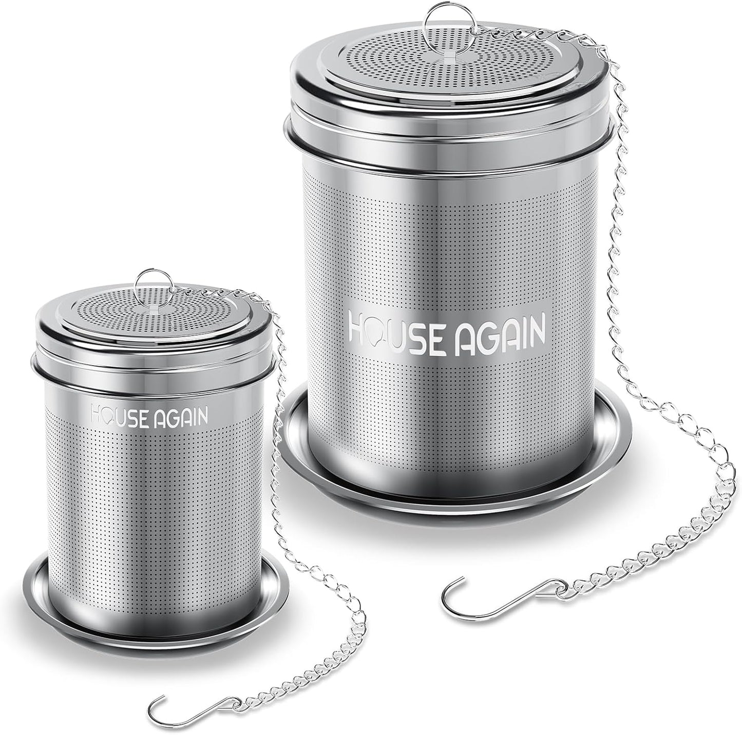House Again Large Tea Infuser, Extra Fine Mesh Tea Strainers for Loose Tea, 18/8 Stainless Steel Tea Strainer with Extended Chain Hook, Tea Steeper for Brew Tea, Spices & Seasonings, for Multi Cups