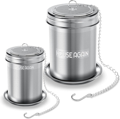 House Again Large Tea Infuser, Extra Fine Mesh Tea Strainers for Loose Tea, 18/8 Stainless Steel Tea Strainer with Extended Chain Hook, Tea Steeper for Brew Tea, Spices & Seasonings, for Multi Cups