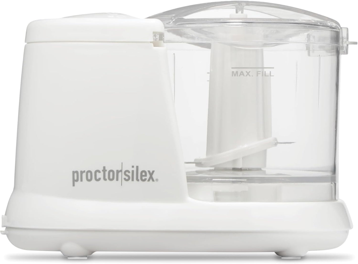 Durable Electric Vegetable Chopper & Mini Food Processor | 1.5 Cup Bowl | Pulse Speed Control For Chopping, Puree & Emulsify | Stainless Steel Blades | Dishwasher Safe | White | 72500J