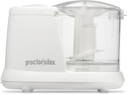 Durable Electric Vegetable Chopper & Mini Food Processor | 1.5 Cup Bowl | Pulse Speed Control For Chopping, Puree & Emulsify | Stainless Steel Blades | Dishwasher Safe | White | 72500J