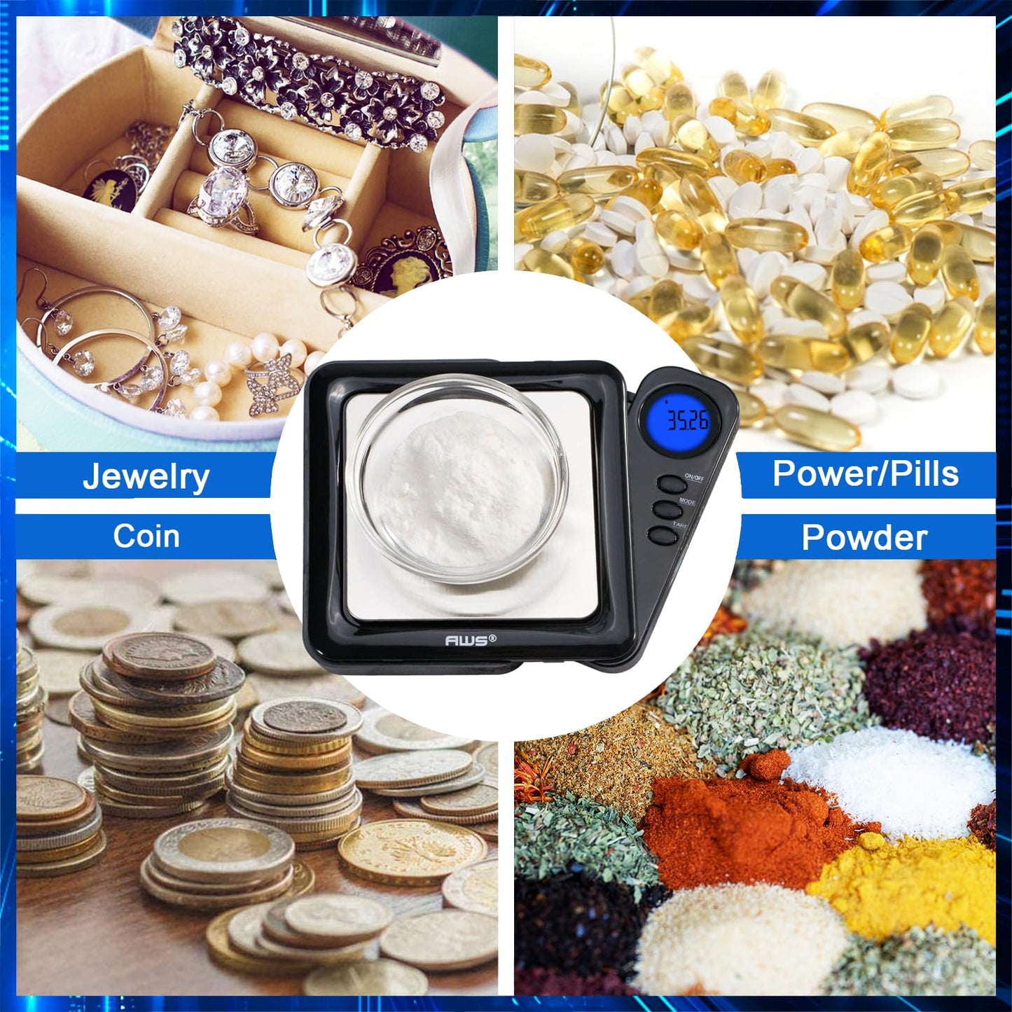 American Weigh Scales Blade Series Digital Pocket Gram Scale 1000g x 0.1g | Precision Mini Scale 0.1g Accuracy, Pocket Scale for Kitchen, Gold, Gems & Coin Scale, Smart Digital & Compact Scale