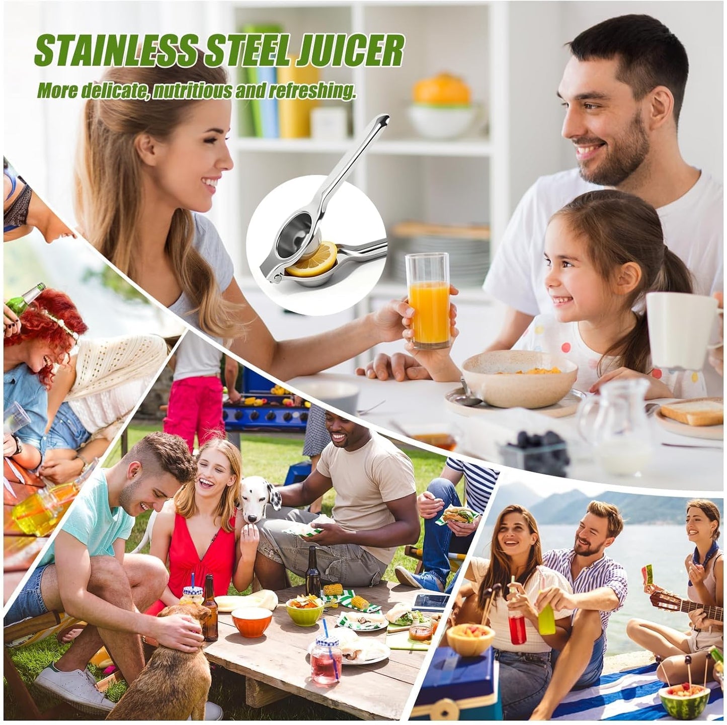 Stainless Steel Manual Juicer Citrus, Lemon Squeezer, Fruit Juicer Lime Press Metal, Professional Hand Juicer Kitchen Tool Bar Juicer for Bartender Accessories