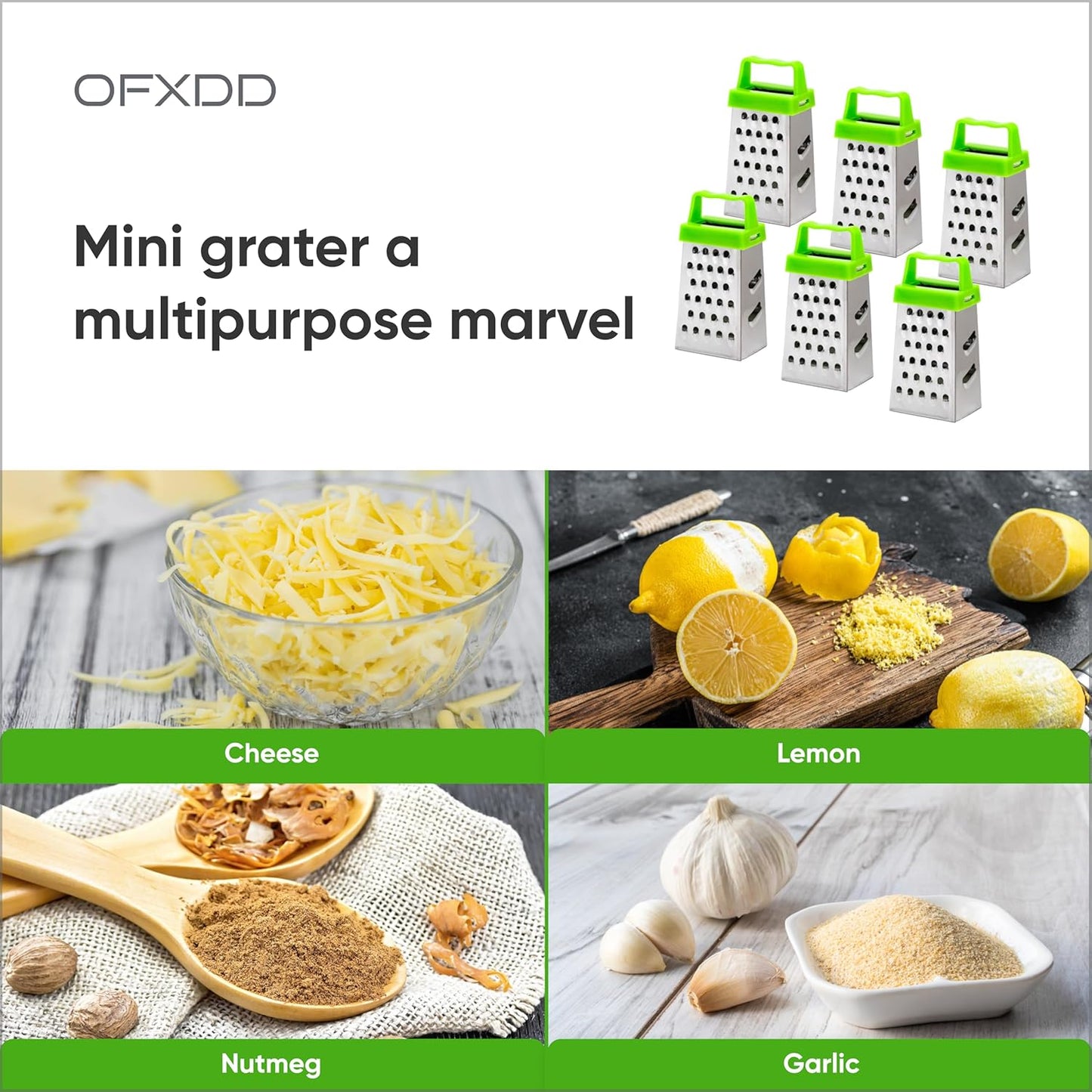Miniature Hand Garlic Box Grater- Pack of 3 - Cheese and Ginger Mini Zester - Small Nutmeg Grater