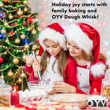 OYV 304 Stainless Steel Dough Whisk, Dishwasher Safe Danish Dough Whisk, Dutch Bread Whisk for Sourdough, Pizza, Pastry, Cake Batter, 12-inch Sourdough Tools