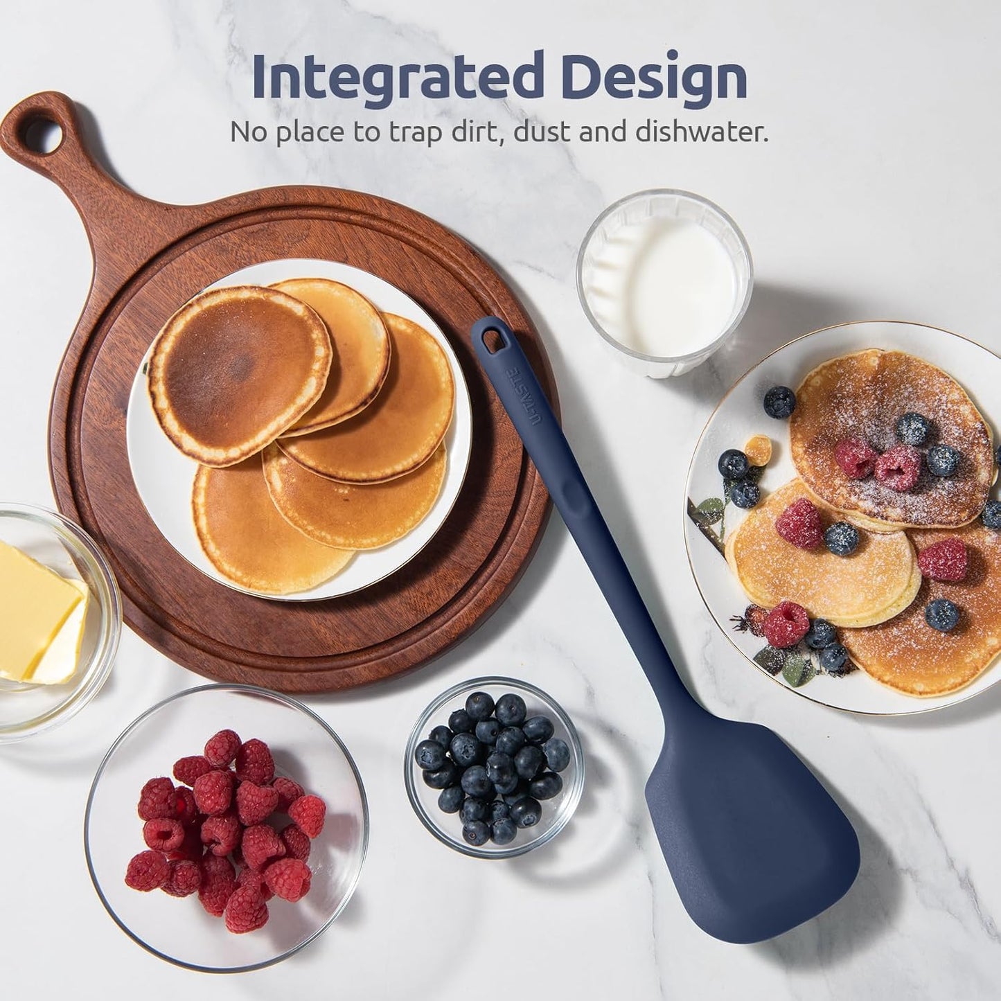 600ºF Heat Resistant Slotted Turner: U-Taste 13.6in Silicone Kitchen Spatula Flipper, 3.74in Wide Food Grade Flexible Thin Rubber Cooking Utensil for Egg, Pancake, Cookie in Nonstick Cookware (Red)