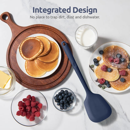 600ºF Heat Resistant Slotted Turner: U-Taste 13.6in Silicone Kitchen Spatula Flipper, 3.74in Wide Food Grade Flexible Thin Rubber Cooking Utensil for Egg, Pancake, Cookie in Nonstick Cookware (Red)