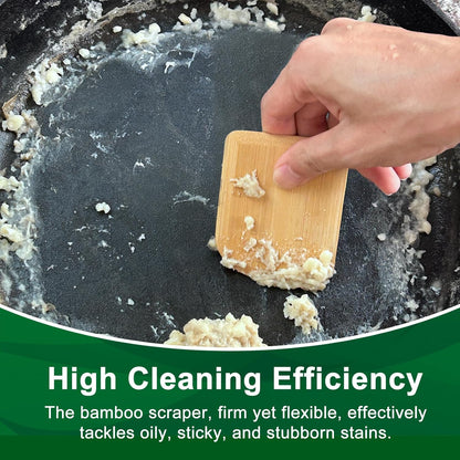 Bamboo Pan Scraper, Pot Scraper, Food Scraper, Kitchen Scraper Tools for Cast Iron Skillets, Cookware, Dishes, Pans and Pots (2 Pcs)