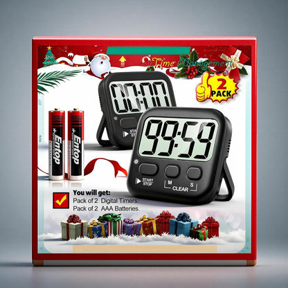 Antonki 2 Pack Digital Timer for Kids, Magnetic Countdown Kitchen Timers for Cooking, Egg, Classroom, Teacher, Exercise, Study, Oven - Battery Included