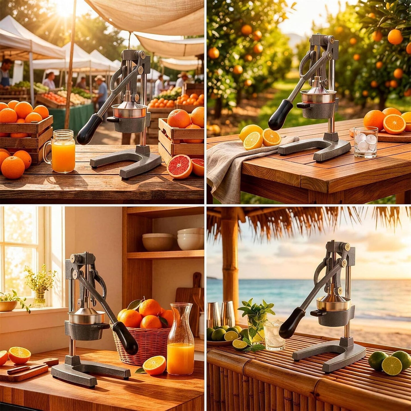Cast Iron Citrus Juicer - 13.8LB Heavy Duty Manual Orange Press, 304 Stainless Steel Cup & Strainer, Professional Lemon Grapefruit Pomegranate Squeezer for Home Bar Kitchen, Orange