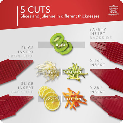BORNER V Mandoline Slicer Kitchen V1 ClassicLine Starter Set | Vegetable Grater Börner - Quality Made in Germany, Color:Orange