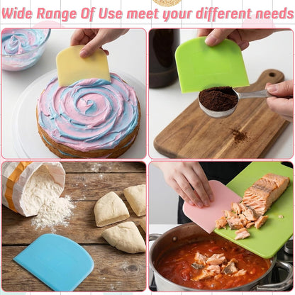 5 PCS Plastic Bench Scraper for Bread, Food-Safe PE Flexible Bowl Scrapers for Bread Dough, Multipurpose Plastic Bowl Scraper for Bread Cake Dough Fondant Icing