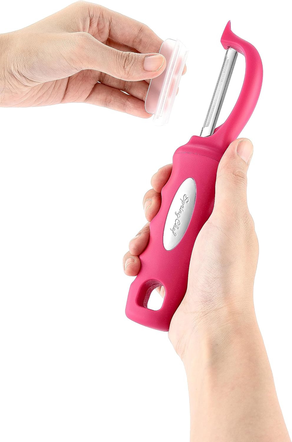 Spring Chef Premium Swivel Vegetable Peeler, Soft Grip Handle and Ultra Sharp Stainless Steel Blades - Perfect Kitchen Peeler For Veggie, Fruit, Potato, Carrot, Apple - Pink Lemonade