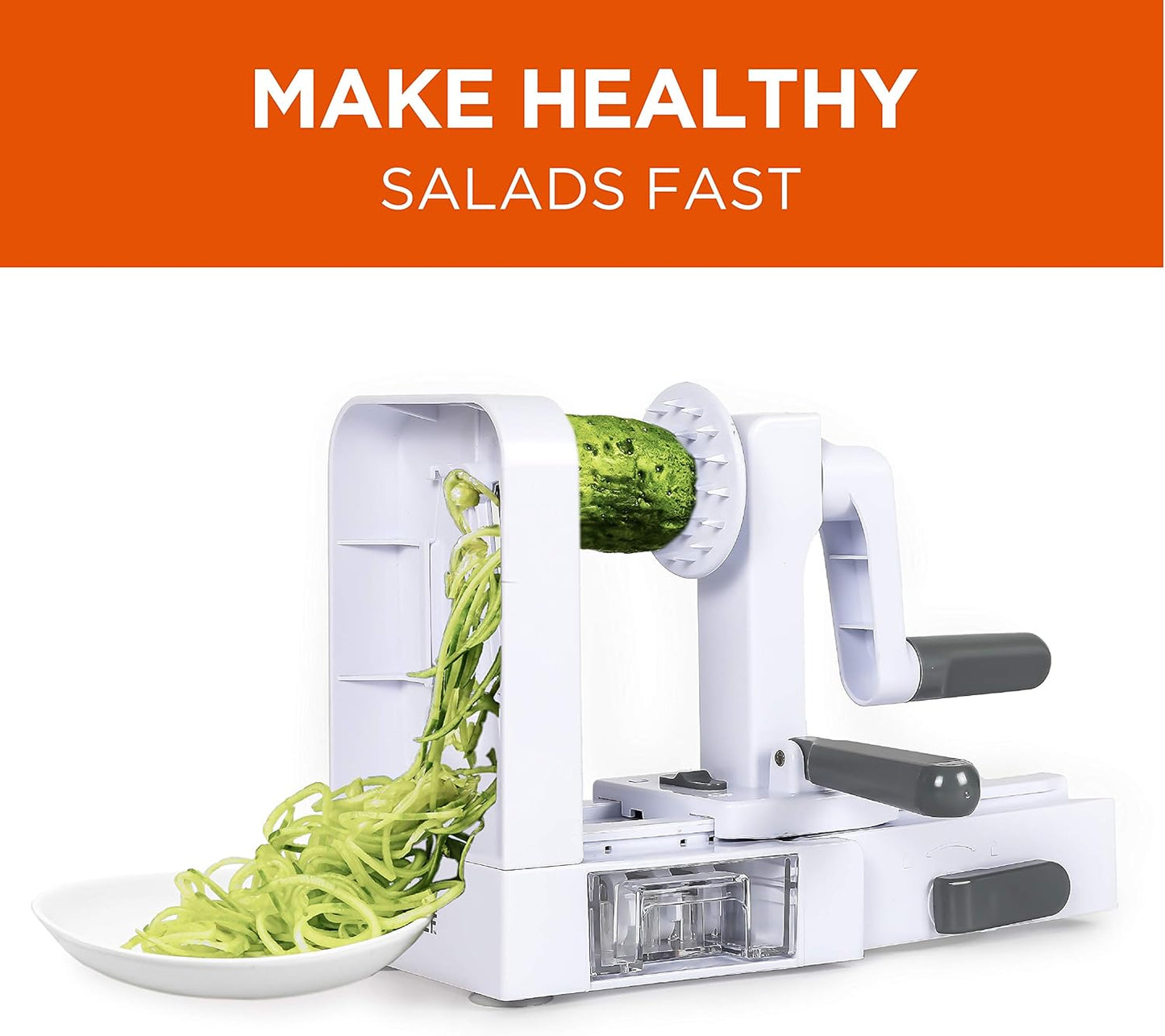 COMMERCIAL CHEF Mini Spiralizer Pasta Maker, Food Spiralizer Set with 4 Blades and Veggie Noodle Maker, Manual Vegetable Spiralizer for Squash, Zucchini, Potatoes, Carrots and More