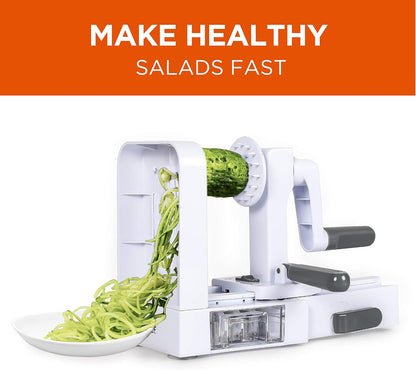 COMMERCIAL CHEF Mini Spiralizer Pasta Maker, Food Spiralizer Set with 4 Blades and Veggie Noodle Maker, Manual Vegetable Spiralizer for Squash, Zucchini, Potatoes, Carrots and More
